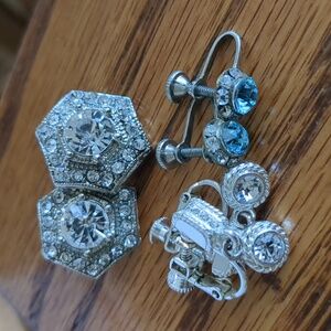 Vintage Three Pc. Rhinestone Earring Set